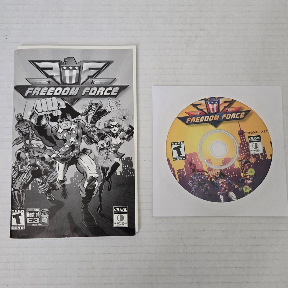 Freedom Force PC CD ROM 2002 Irrational Games EA Crave Comic RPG Vintage US Made